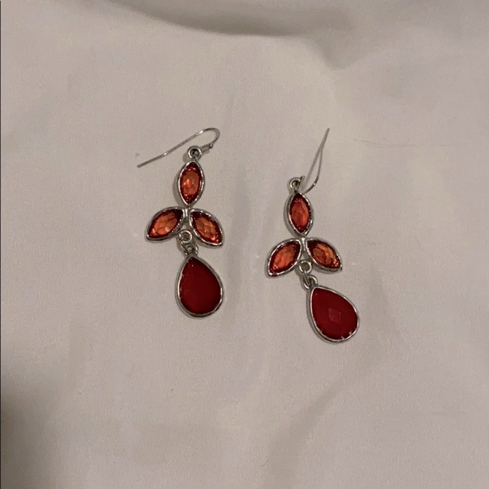 Red and silver earrings